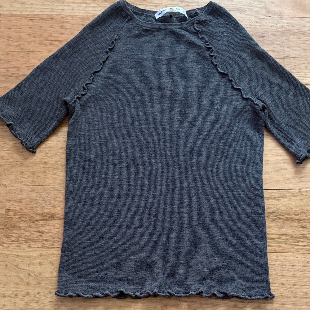 Alexander Wang Gray Ruffle Hem Top